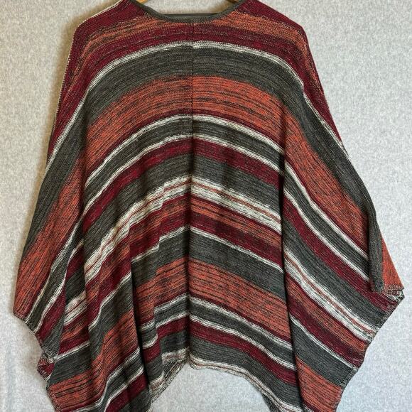 Volcom Poncho One Size Boho Striped Open Oversized Southwest Festival Hippie - Picture 8 of 11